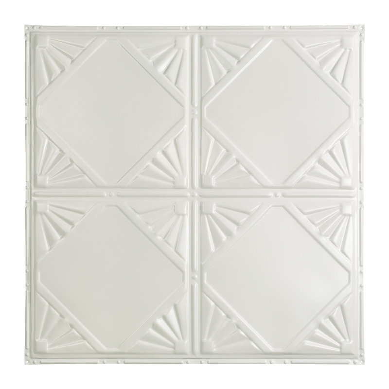 Carreau de plafond clouté Great Lakes Tin Erie 2 pi x 2 pi (paquet de 5), Blanc brillant