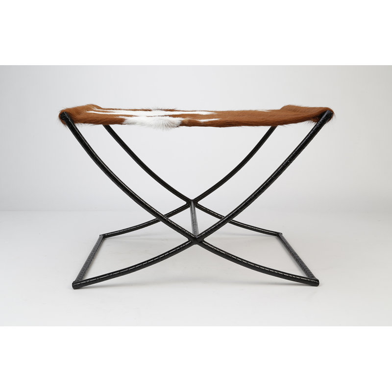 Tabouret en métal Hermilda, Brun / blanc