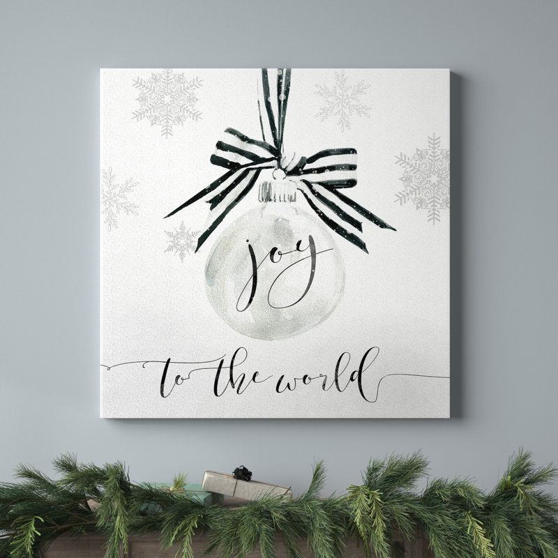 Joy Joy Ornament - impression d'art textuel, H 10 po x l 10 po x P 1,5 po, Toile tendue