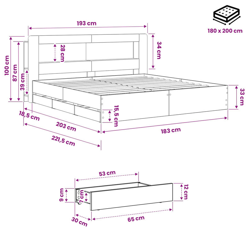 Bed Frame, Super King (6')