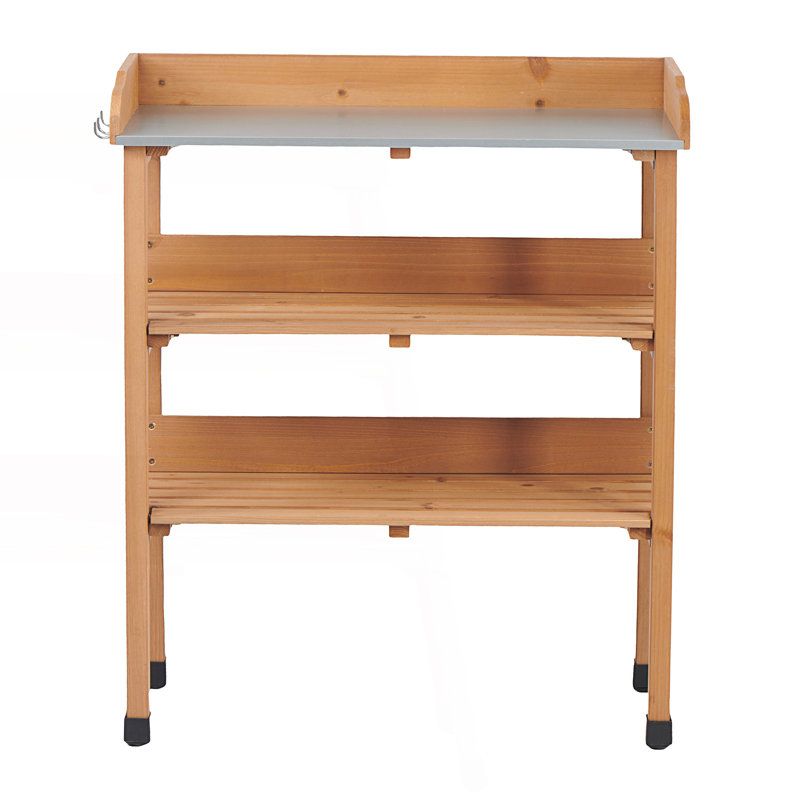 Table de rempotage avec plateau en métal, banc de travail extérieur à 3 couches