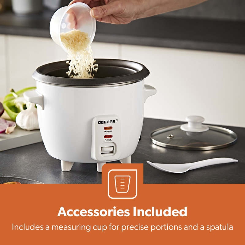 Geepas 300W Rice Cooker & Steamer with Keep Warm Function, 0.6L Automatic Cooking, 0.6L