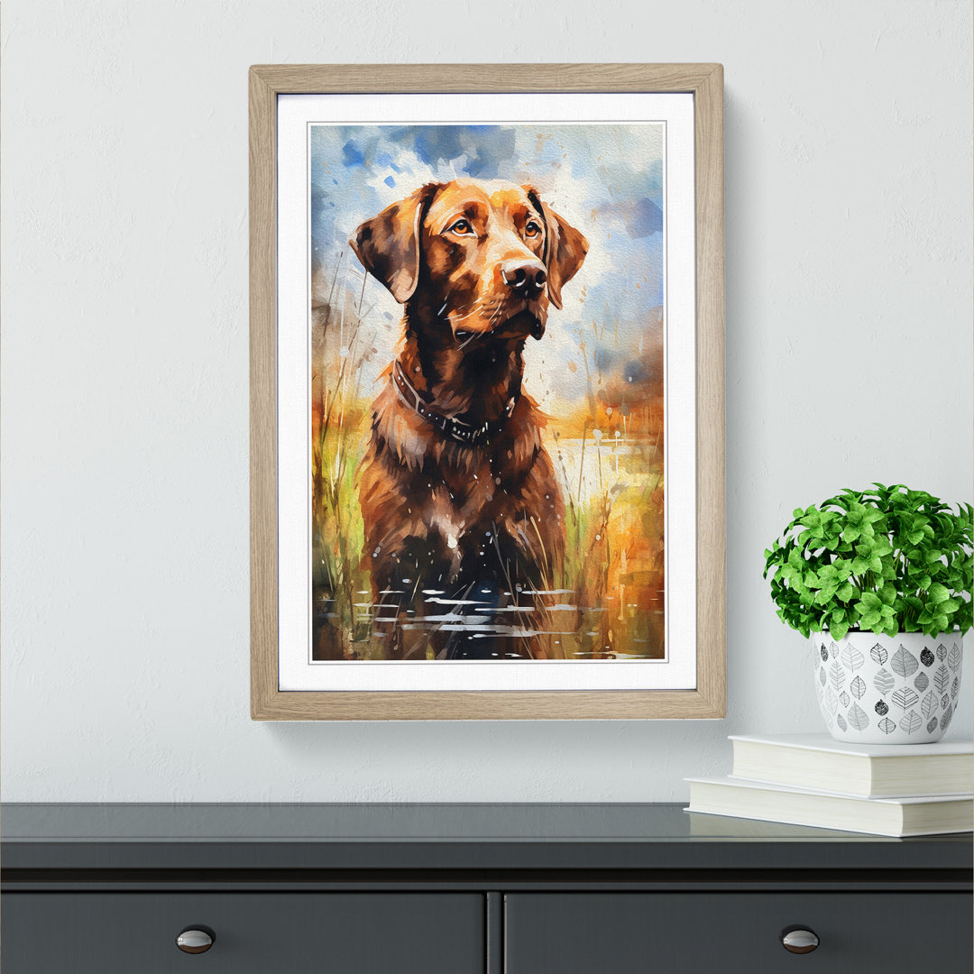 Labrador Retriever Tachisme - Single Picture Frame Print on Wood