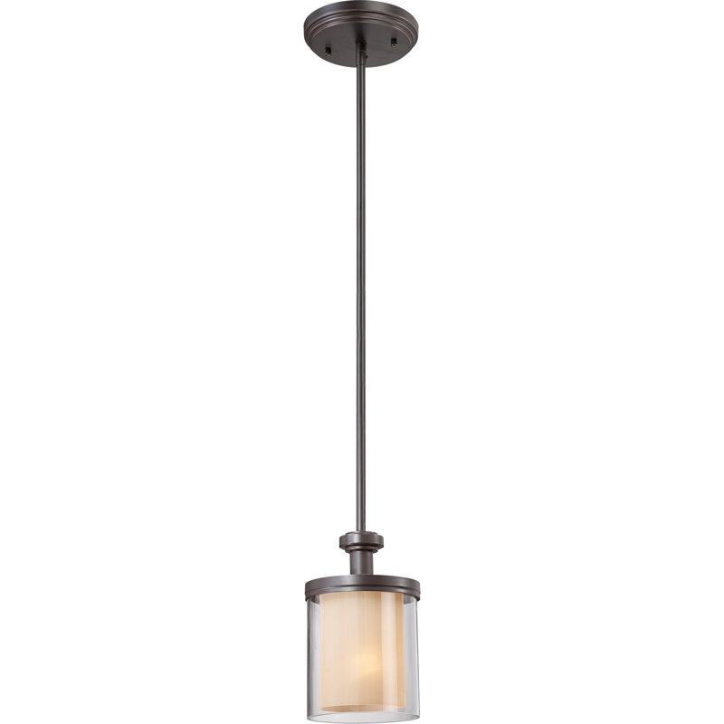 Tussey 1 - Light Unique/Statement Pendant, Sudbury Bronze/ Clear Outer with Cream Inner
