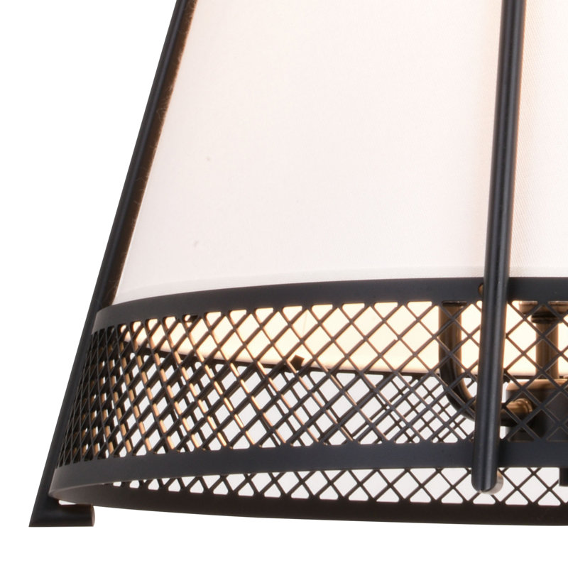 Benton 16.75" Matte Black Industrial Pendant with White Linen Shade