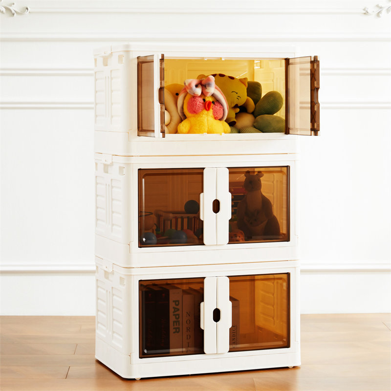 Boîtes de rangement empilables en plastique avec couvercles Boîtes de rangement pliables avec portes et roues
