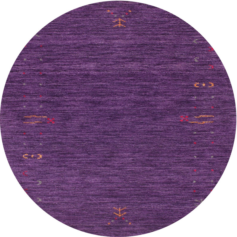 Tapis en violet/rose contemporain, Rond 5 pi