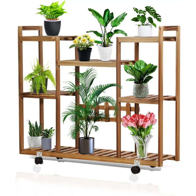 Costway 4 Tier Folding Metal Shelf Plant Stand Storage Open Shelf Corner Display Rack