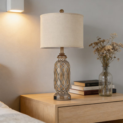Farmhouse Table Lamps Set Of 2 With USB Charging Ports, 3-Way Dimmable Touch Control, Linen Shade And Included LED Bulbs For Bedroom Nightstand Or Living Room