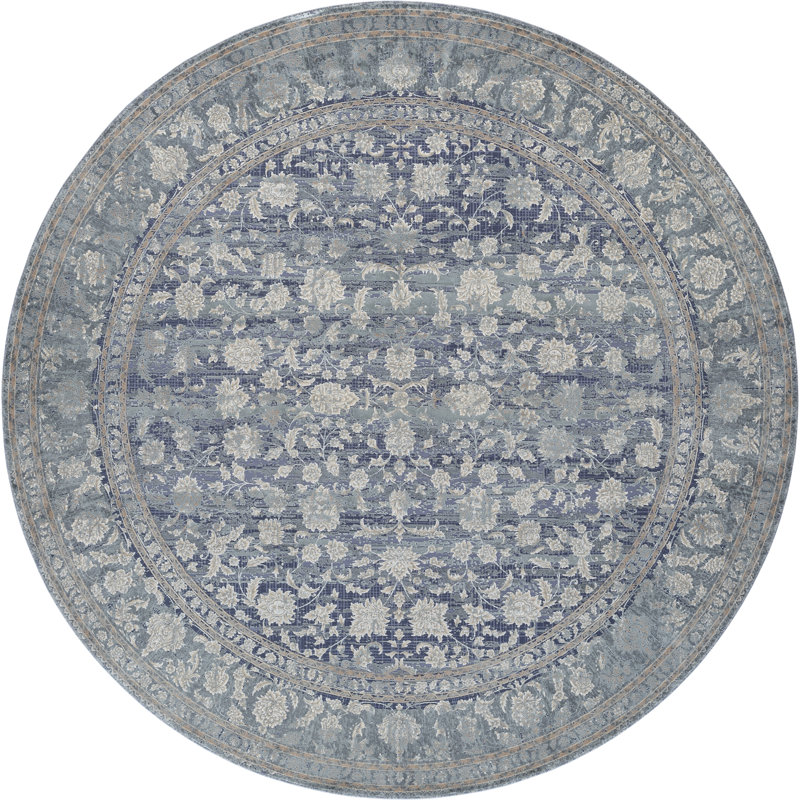 Don Indigo Mist Power-Loomed Area Rug, Round 5'