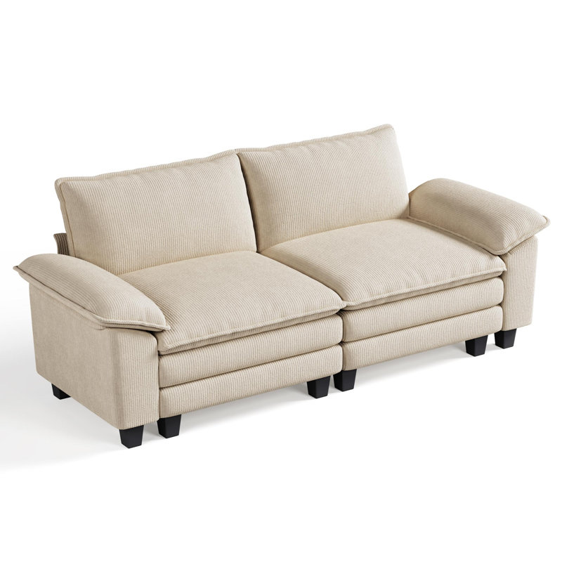 Canapé modulaire rembourré 90 po Colbey, Beige, H 34,64 po x l 89,76 po x P 34,64 po