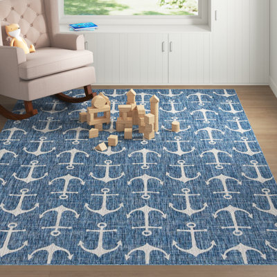 Glidden Geometric Power Loom Polypropylene Plastic Rug