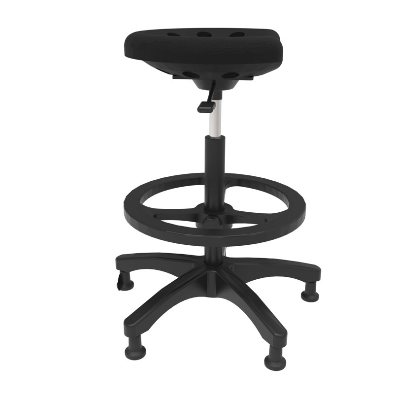 Tabouret de laboratoire, H 23 po x l 25 po x P 25 po, Noir, noir, noir, noir