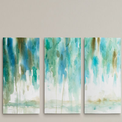 Paysage délavé, ensemble de 3 reproductions d’art sur toiles