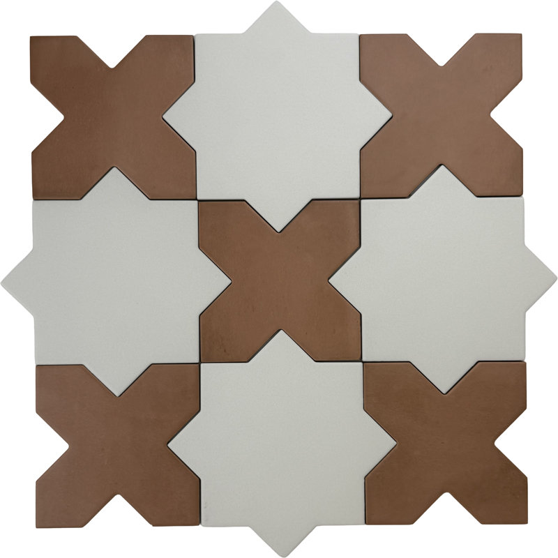 Seville Pure White 7 in. Star with Terracota 5 in. Cross Matte Porcelain Wall and Floor Tile (10.62 sq ft/case) - 68 Pack