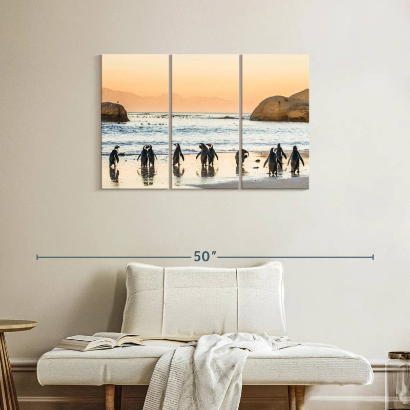 Brampt Penguins On The Shore, 24" H x 38" W