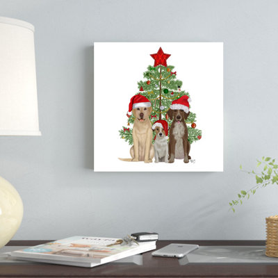 «Christmas Des - Dog Trio Christmas Tree» par Fab Funky - impression sur toile tendue