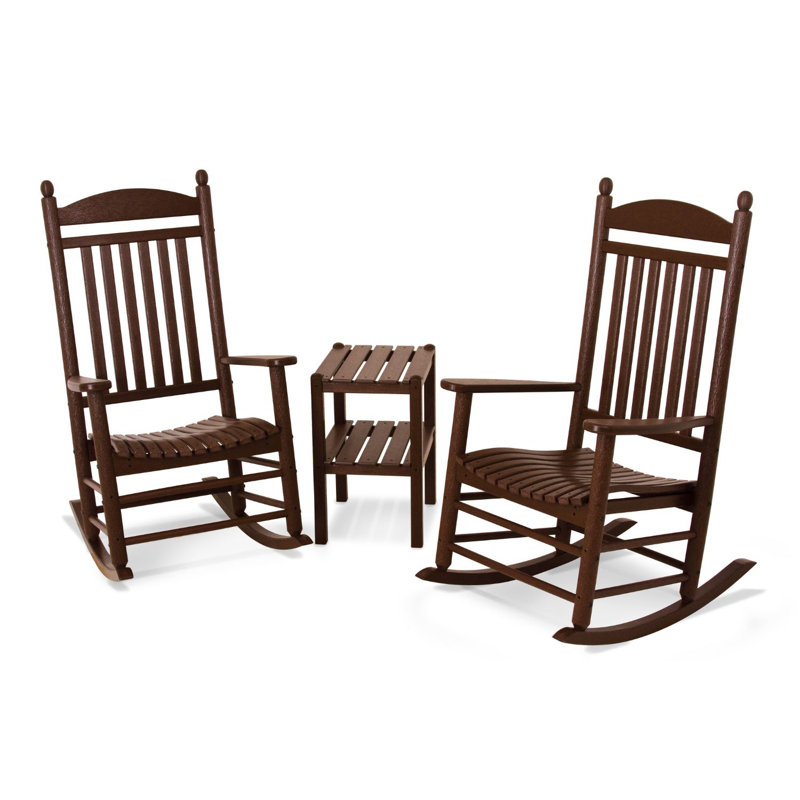 POLYWOOD Jefferson 3-Piece Rocker Set, Mahogany