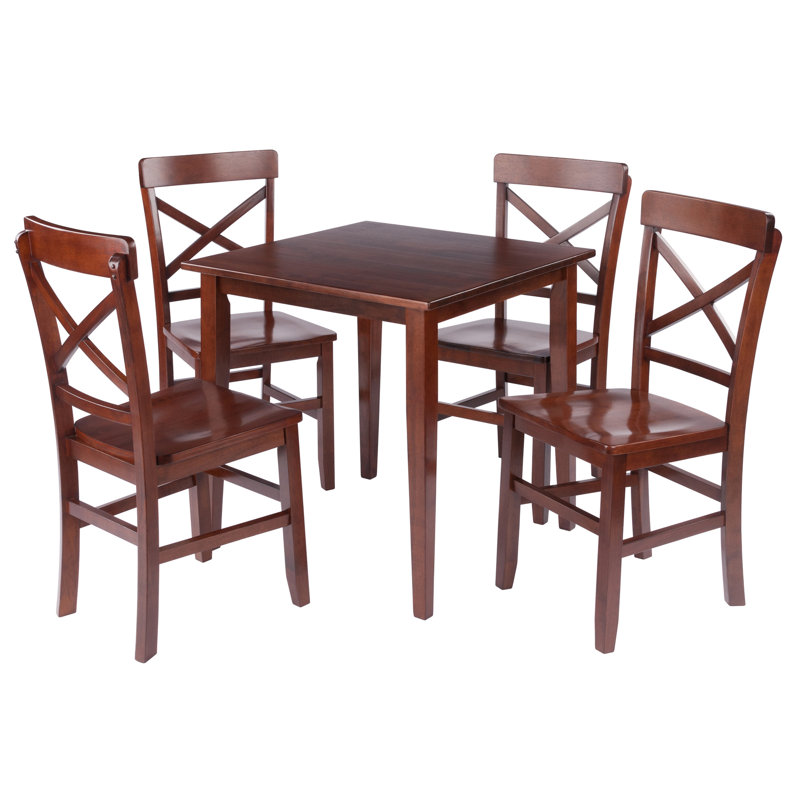 Chadwell Set Dining Table With X-back Chairs, Walnut, 5 Pieces: Table, 4 Chairs