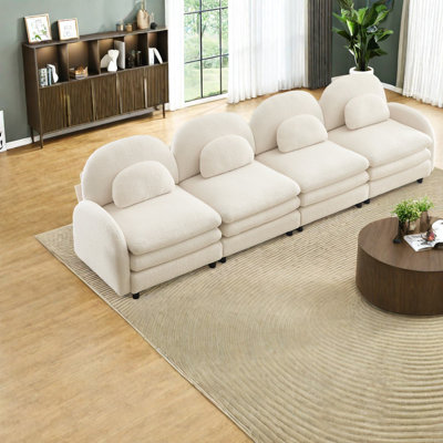 Canapés 4 places Cloud Soft Teddy, canapé modulaire incurvé moderne pour la maison