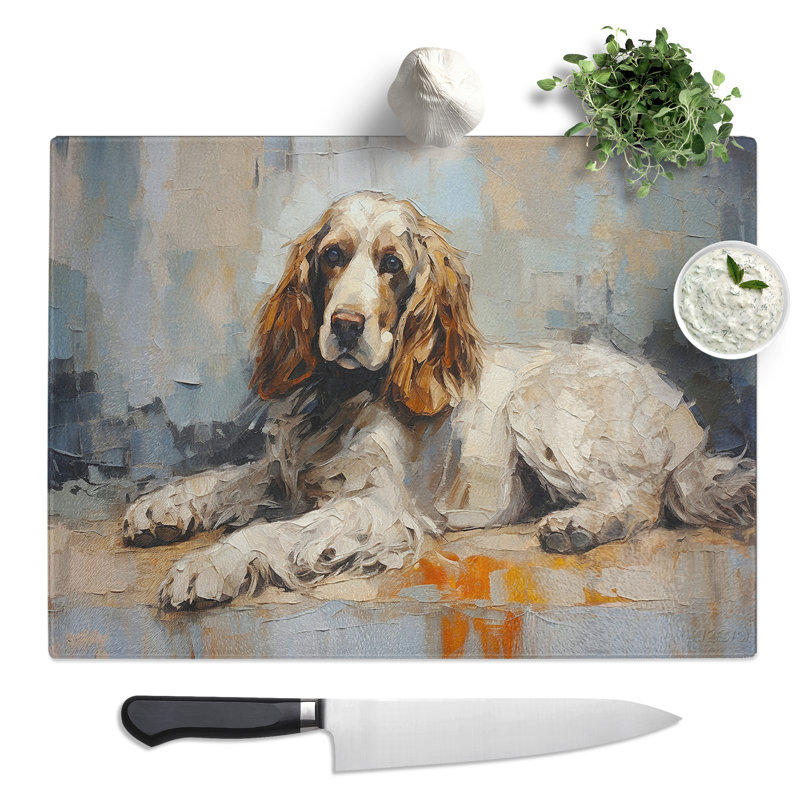 Cocker Spaniel Gestural  Glass Chopping Board