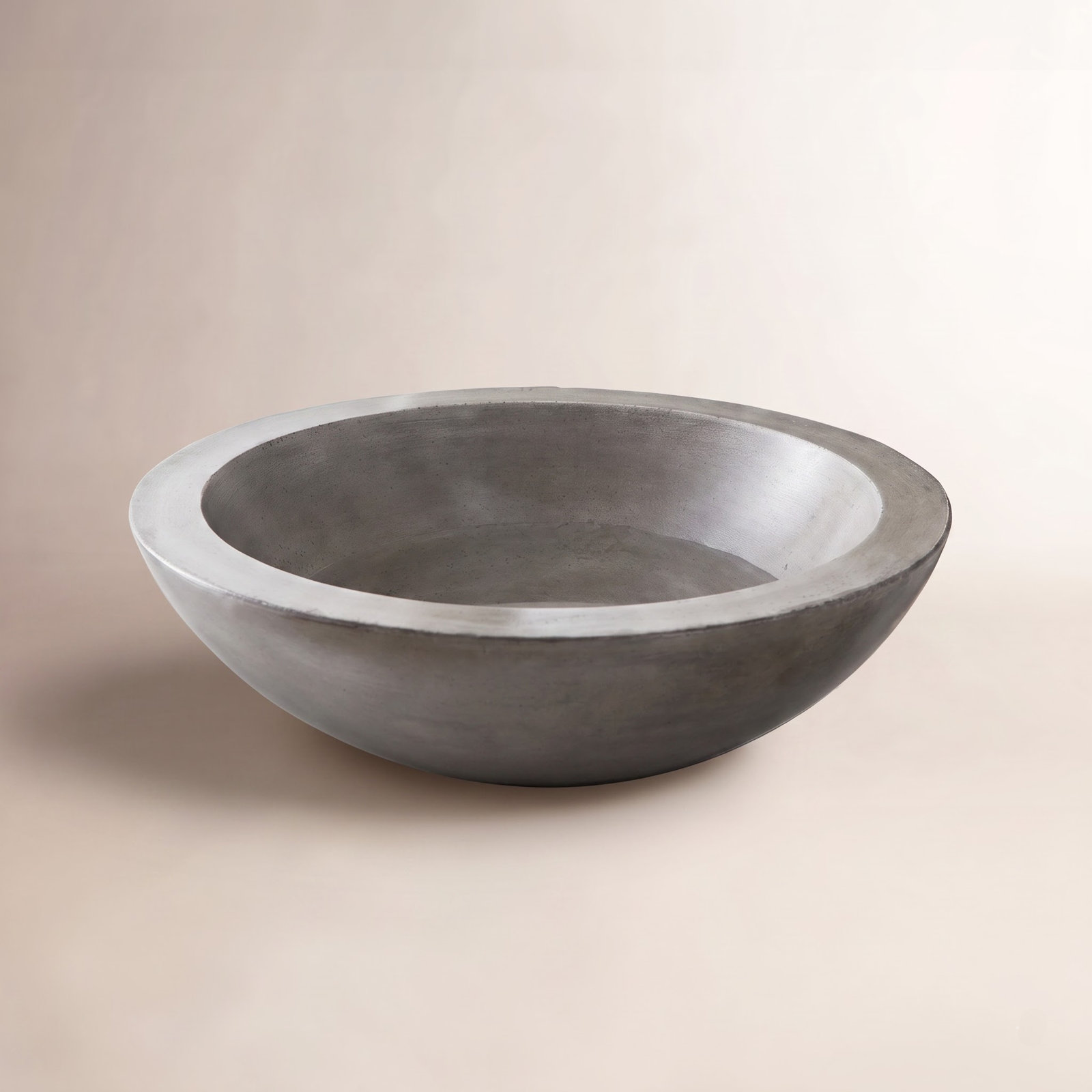 NativeStone Morro Round Concrete Vessel Sink, Ash