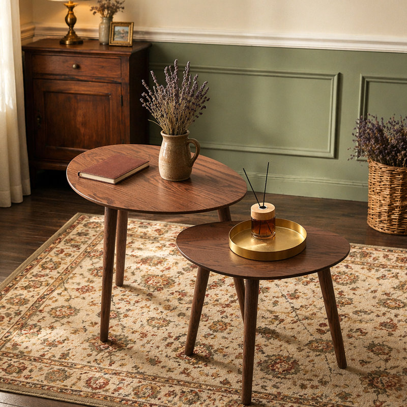 Center Table Low Table 100% Solid Oak Wood Top, Wooden Coffee Table