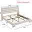 Très grande base de lit tapissier avec tête de lit Wave, tissu chenille ivoire de qualité supérieure, aucun sommier requis, assemblage facile-1231565226