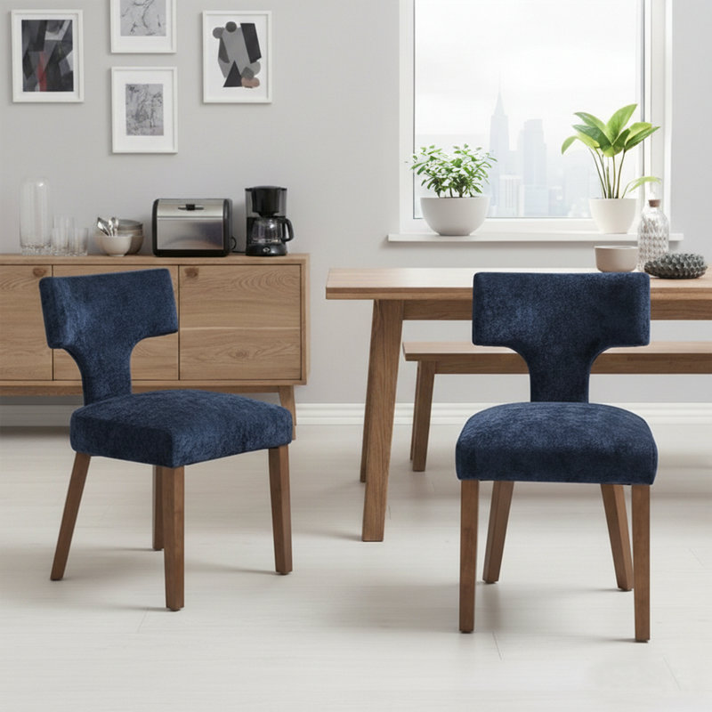 Ensemble de 2 chaises de salle à manger en velours côtelé Farmhouse, Bleu