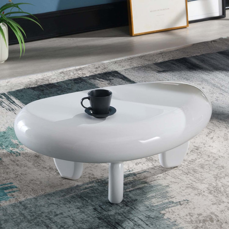 Table de bout ovale, blanc brillant