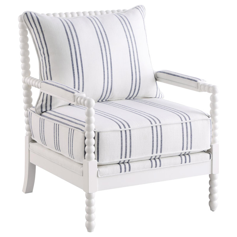 Chaise rayée bleu marine avec revêtement blanc