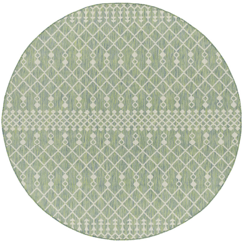  Positano 10' x Round Blue Green Modern Rug, Blue, Round 10'