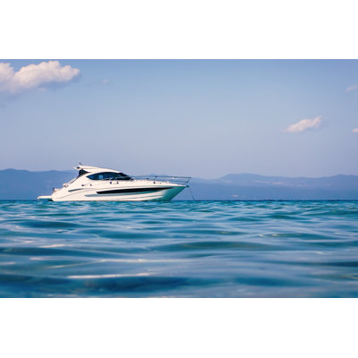 Motor Boat Floating 1 Piece Wrapped Canvas Wall Art