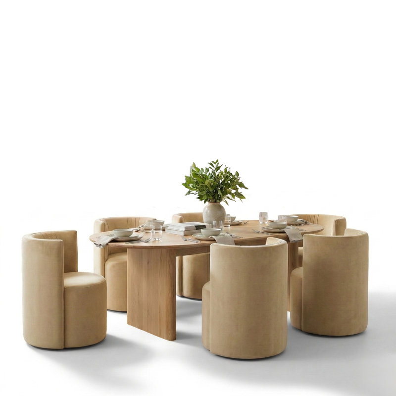 Chaises de salle à manger modernes en velours, Crème