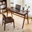 Bureau d'ordinateur en bois d'hévéa, bureau d'écriture rétro en noyer avec tiroir, pieds robustes en forme de A, 39,37 po-85966531