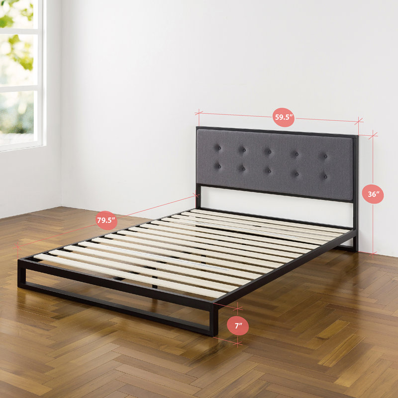 Lit plateforme capitonné à profil bas, Grand