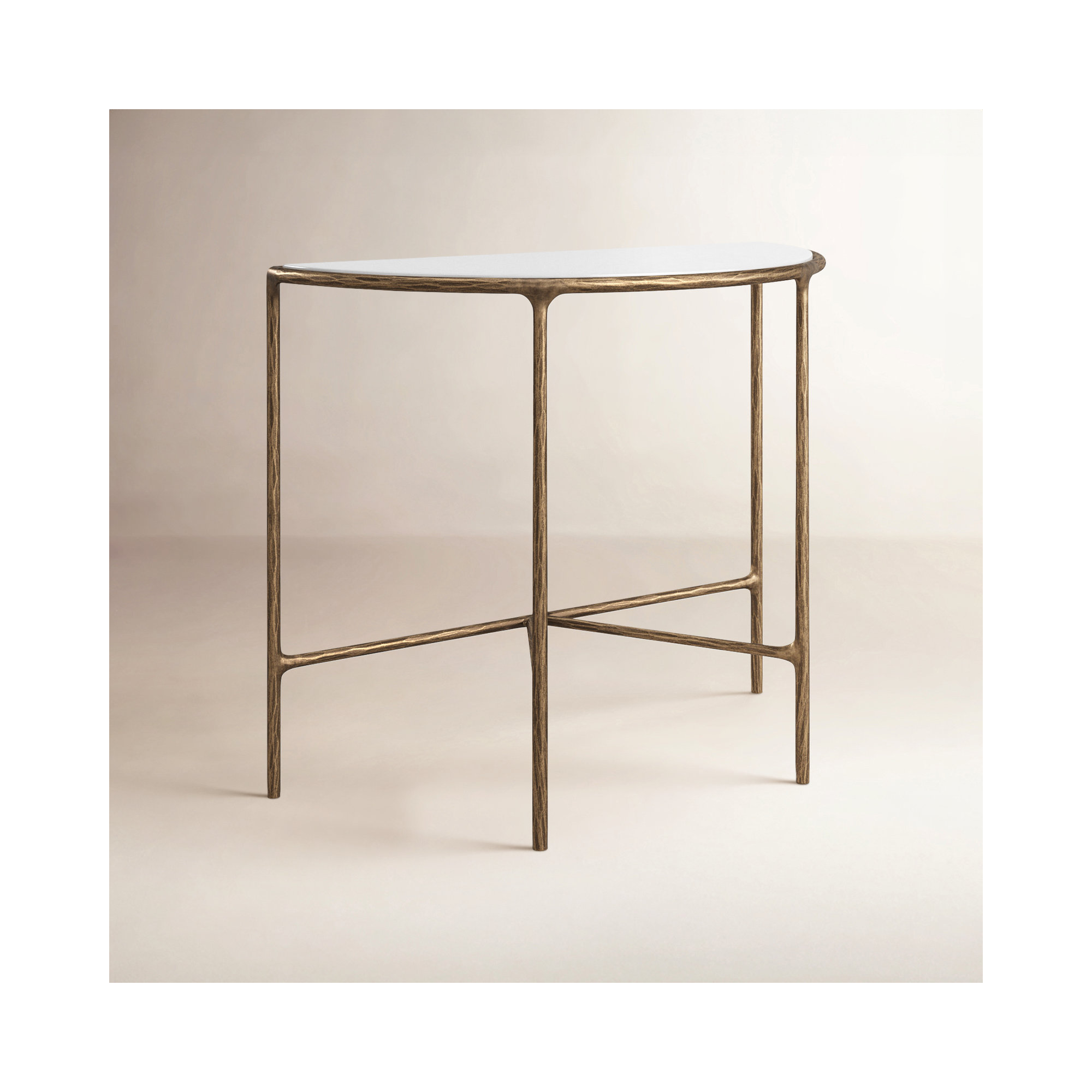 Evelynn 36'' Console Table, Brass, White Marble