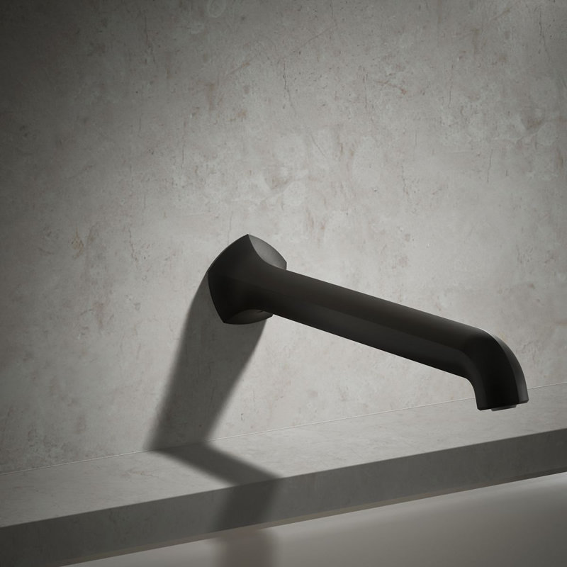 Wall-Mount 12 In. Bath Spout With Straight Design, Matte Black