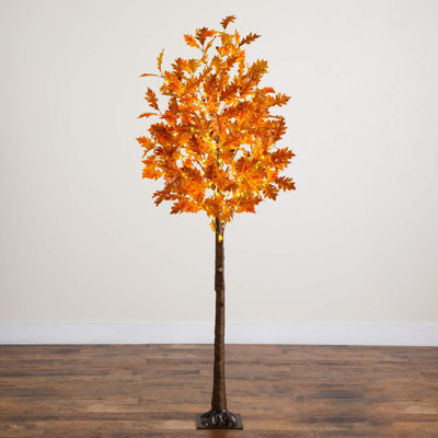 Pre-Lit Burnt Orange Autumn Maple Artificial Fall Tree With 240 Warm White LED Lights