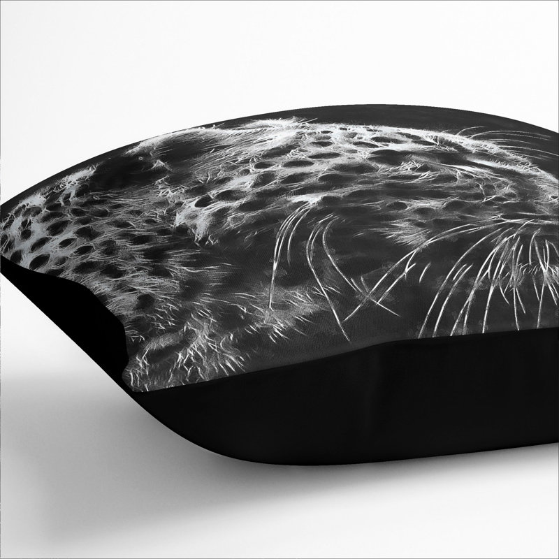 Leopard Vol.4 Square Throw Cushion, Black, 40cm H x 40cm W x 15cm D