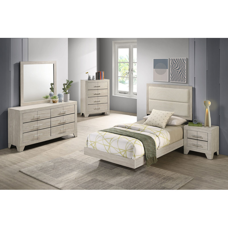 Ensemble de chambre à coucher simple 5 pièces Roche, Twin