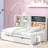 Daybed With Storage Shelves, Blackboard, Cork Board, USB Ports And Twin Size Trundle-1743574583