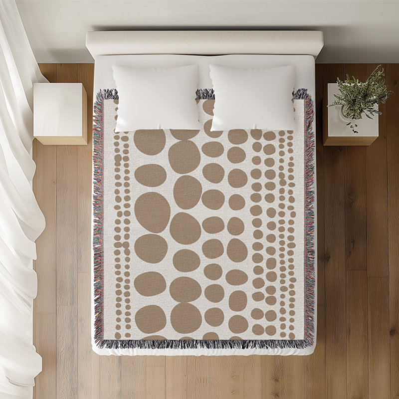 Jeté en coton Ajani, 60 po x 80 po, Beige