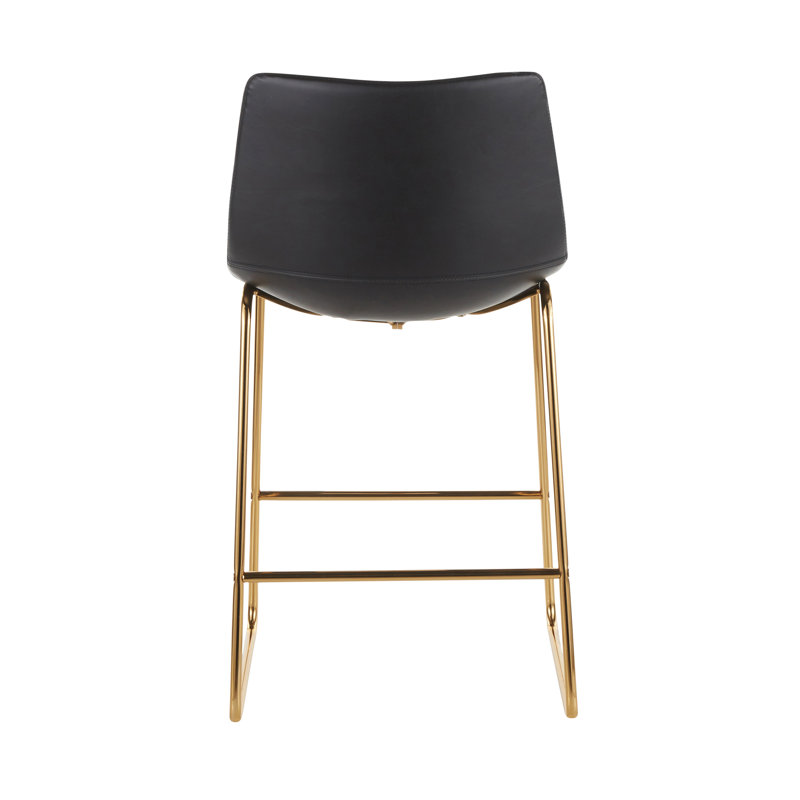 Ensemble de 2 tabourets de comptoir en métal doré et similicuir noir | Idée de cadeau