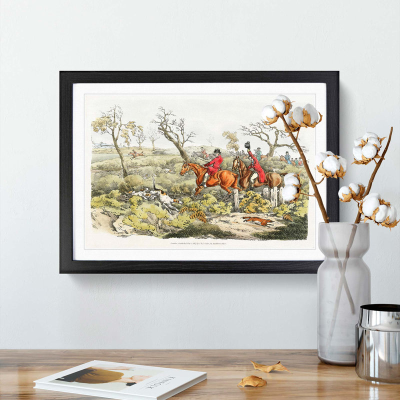 Fox Hunting by Henry Alken - Picture Frame Painting Print, 27cm H x 36cm W x 2cm D, Black Framed