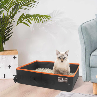 Litière portative pour chat, bac à litière pliable pour le voyage en voiture, transporteur de plateau pliable pour les petits chats moyens