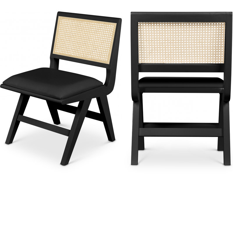 Chaise d'appoint Abby, Cuir végétalien noir, Noir