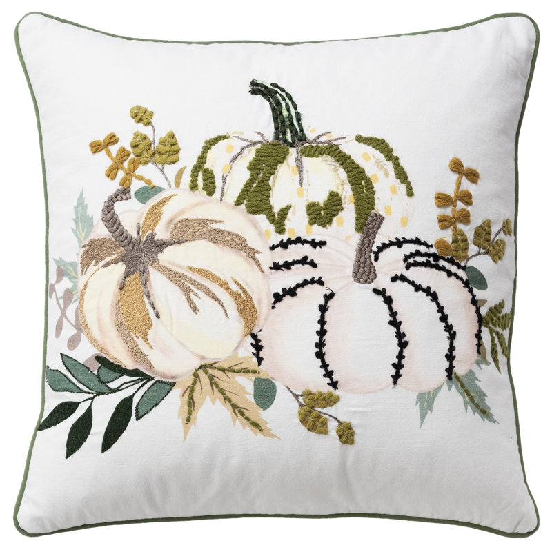 Embroidered Cotton Throw Pillow