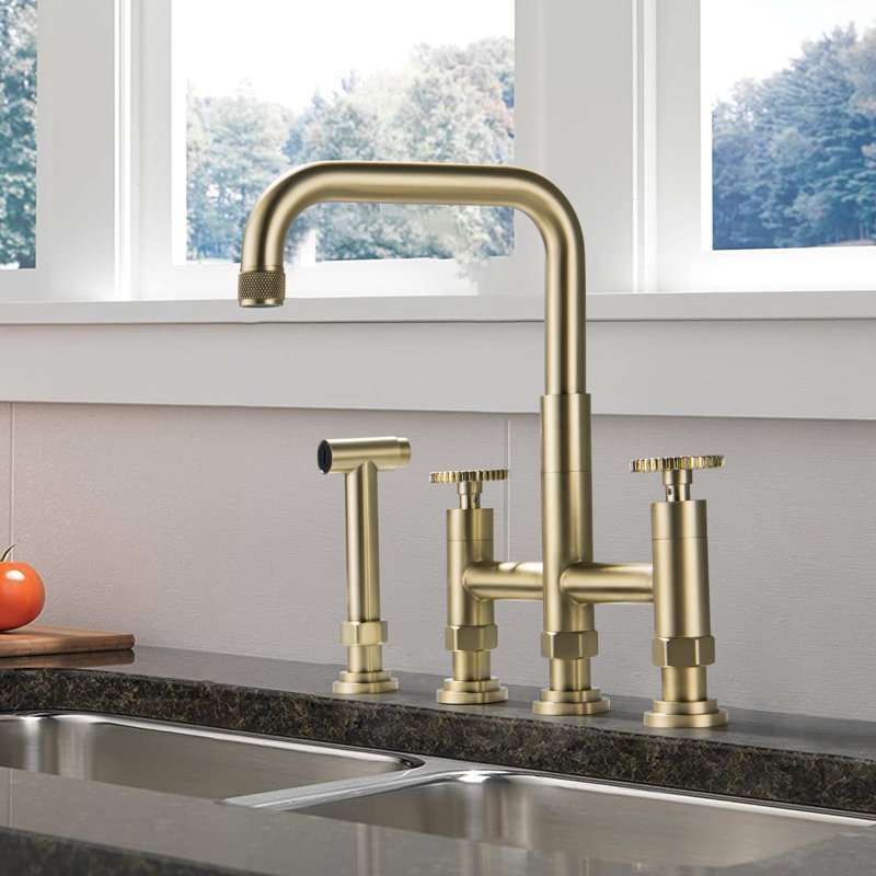 Selected Kitchen Faucet with Side Spray, Brushed Gold
