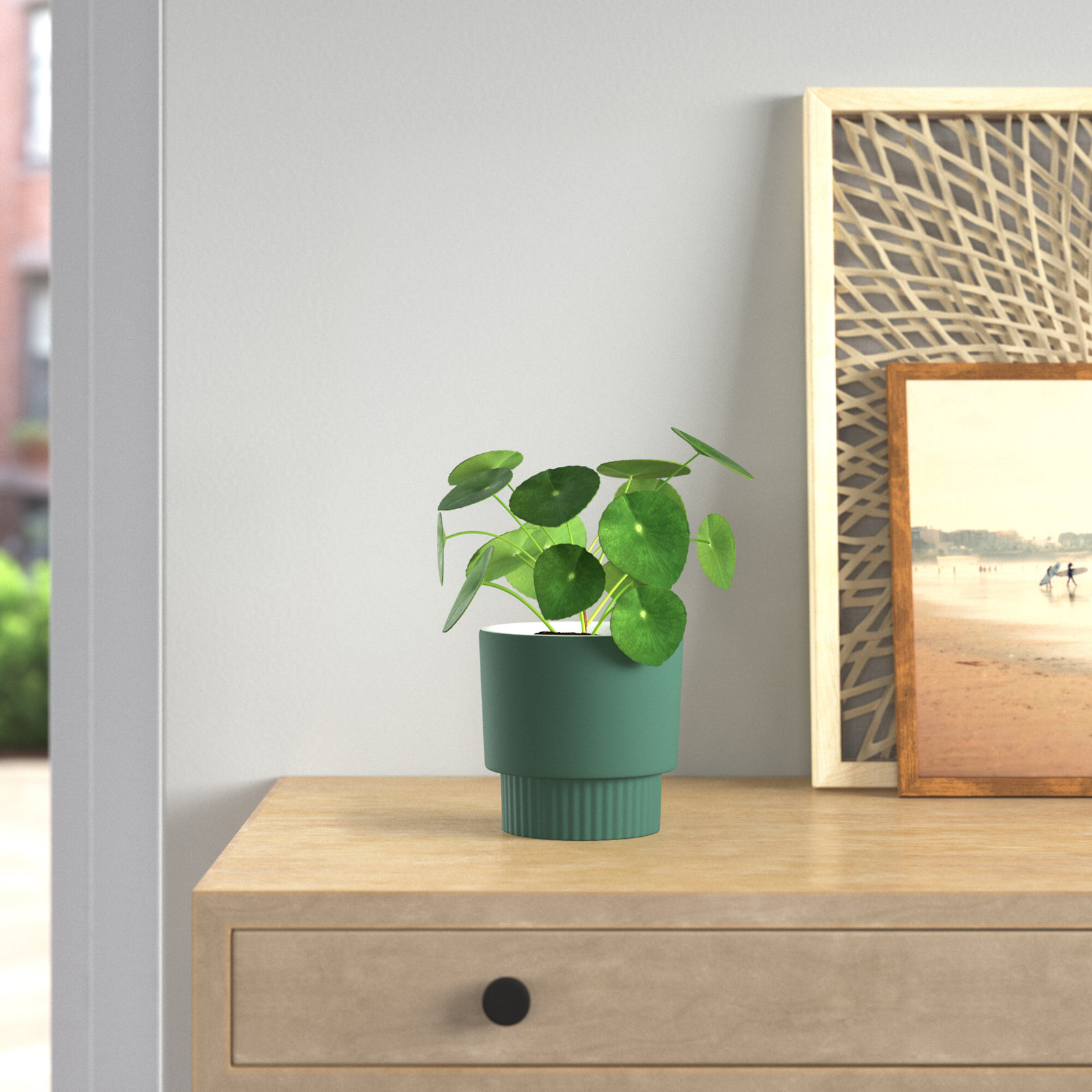 Seville Handmade Ceramic Pot Planter, Green, 5" H x 5" W x 5" D